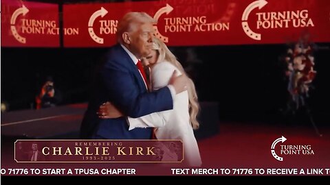 President Trump Comforts Charlie Kirk’s wife, Erika Kirk, on stage