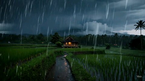 Evening Storm over Quiet Fields #TwilightRain #LightningLandscape #PeacefulStorm