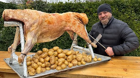 🔥Oven Roasted Lamb with Crispy Golden Crust mixed with Potatoes!