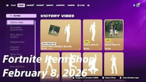 Fortnite Item Shop|February 8, 2026(*New* BAILE INoLVIDABLE Bundle)