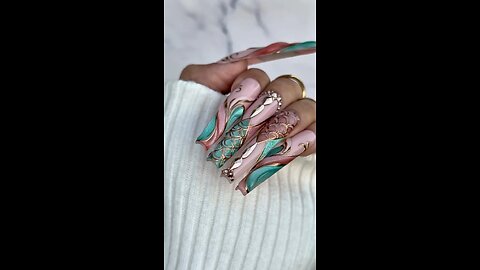 💅 Marvel Nails Art | Light Pink & Sky Blue Long Nails | Luxury Nail Art Design ✨