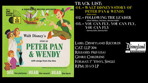 Robie Lester - Walt Disney's Story Of Peter Pan & Wendy (Full Record) - 1965 - CAT.# - LLP 304