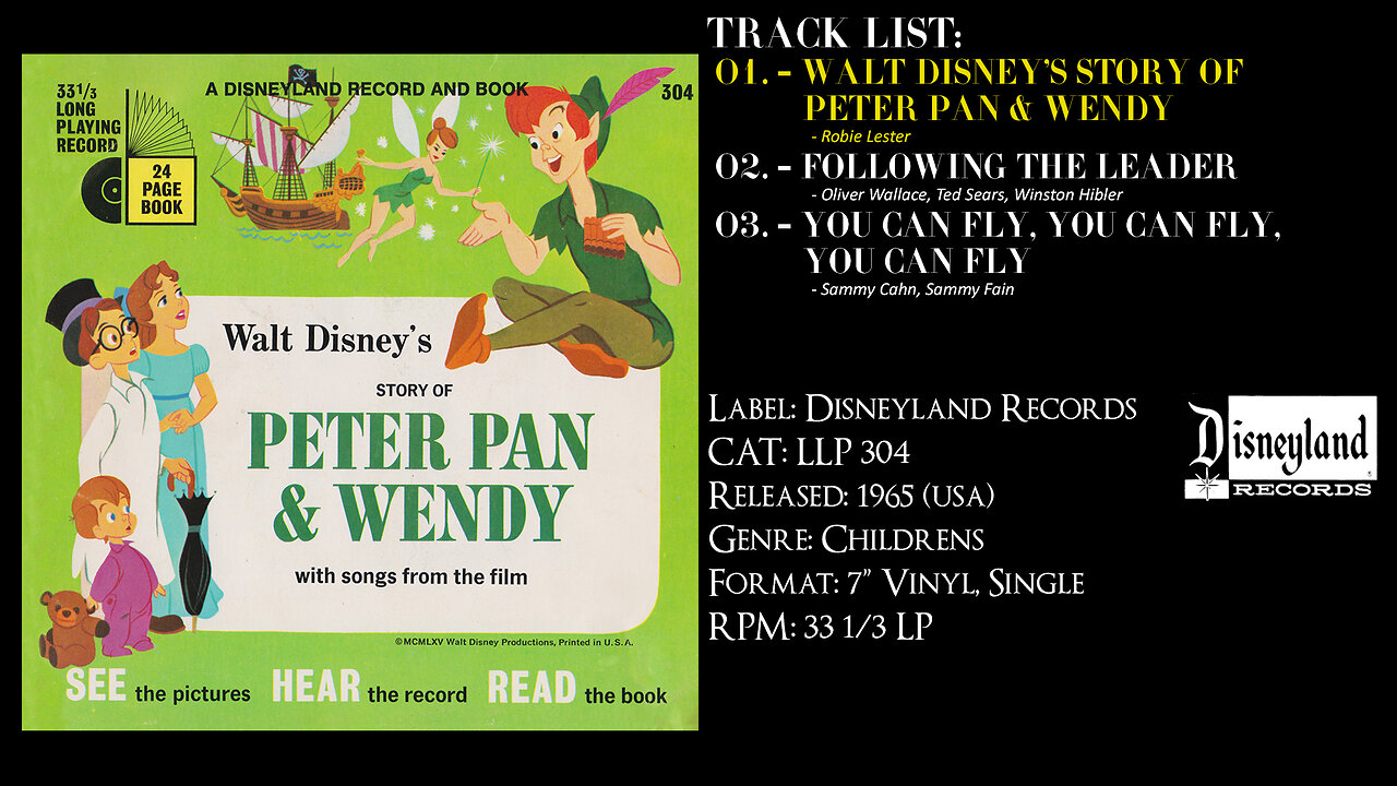 Robie Lester - Walt Disney's Story Of Peter Pan & Wendy (Full Record) - 1965 - CAT.# - LLP 304
