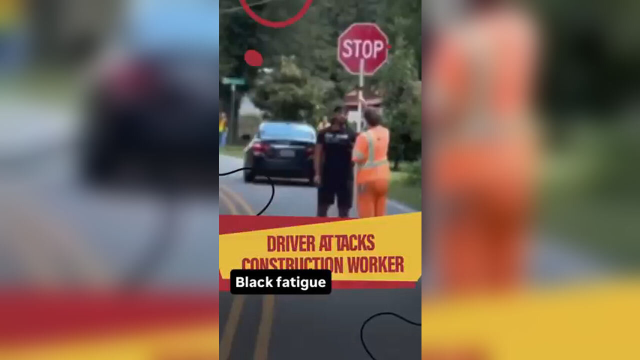 Unprovoked African American Nagger Suddenly Attacks White Construction Worker In Work Zone