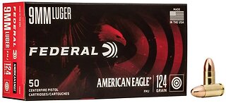 1000 rounds American Eagle Handgun, 9mm Luger, 124 Grain, Full Metal Jacket