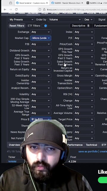 Criteria to find low priced stocks