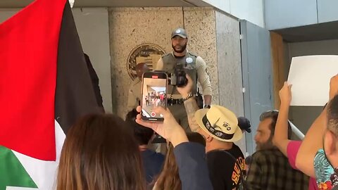 Chaotic scene outside the federal detention complex in downtown LA in the wake of