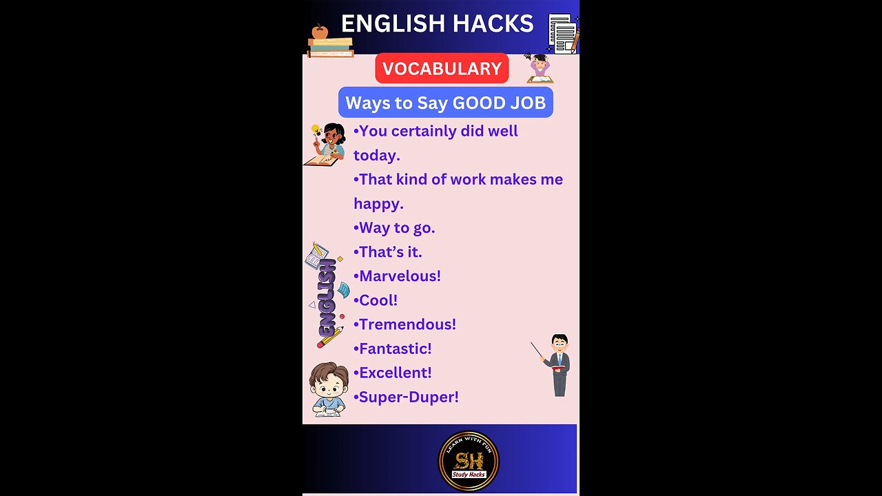 Ways to say GOOD JOB । spoken english #studyhacks123 #spokenenglish #english #shorts