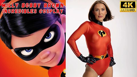 Millie Bobby Brown 🔥 Incredibles Costume Cosplay Fantasy ❤️ 4K HD
