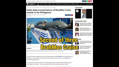 Second of three BrahMos Cruise Missile Battery of the PMC now on its Way by Ship to the Philippines