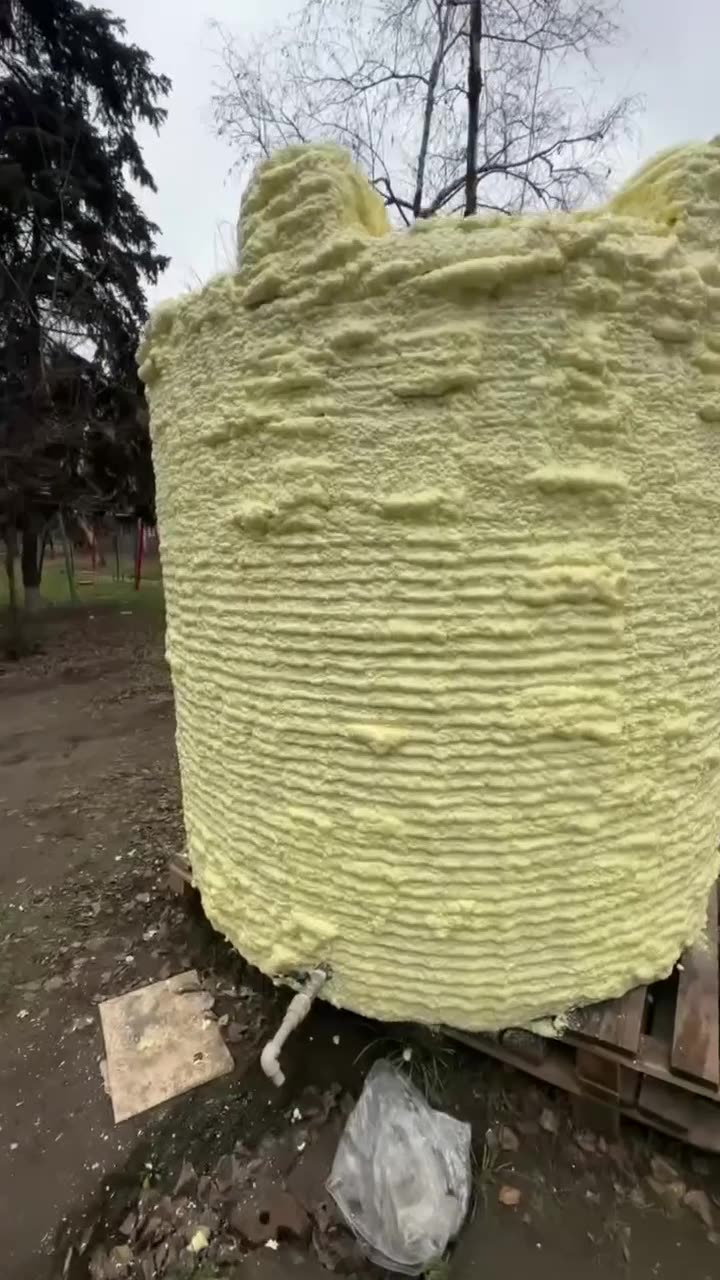 "Look, a barrel of water! Its insulated with foam. Do you think it will help in our cold weather?"