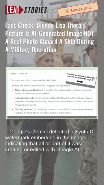 Fact Check: Blonde Elsa Thora's Picture NOT Real Photo Boarding Ship During Military Operation -- AI