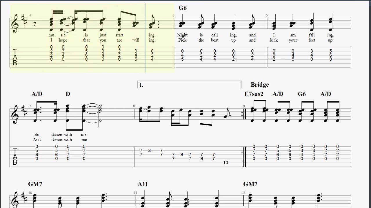 Dance with Me Guitar Tabs