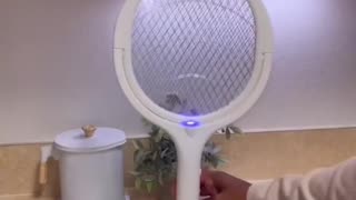 Rotating Head Electric Fly Swatter Racket Rechargeable Bug Zapper