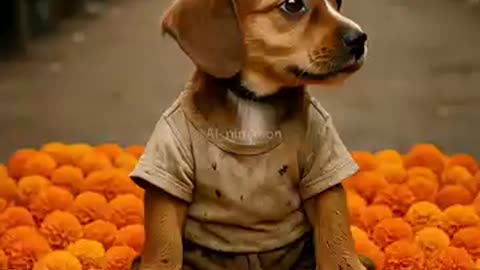 Poor puppy has no money, fruit seller beat him, his friends was laughed at him