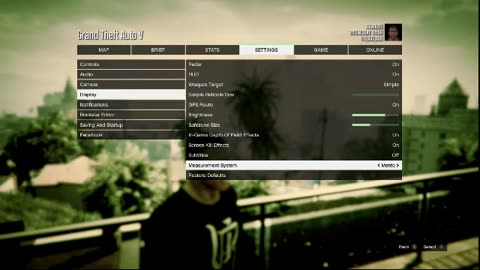 GTAV: About the Options Screen-Date 6/26/2018