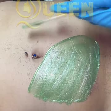 Stomach Waxing Using Sexy Smooth Tickled Pink + Emerald Enchantment | @waxingqueenadventures