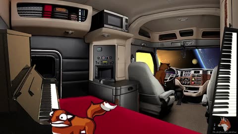 Do Space Trucker PNG Foxes Dream of Playing Electric Piano Music from Outer Space-Hearts XD