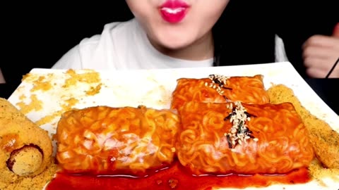 EXTREME Spicy Chicken Noodle ASMR – Intense Eating Sounds (No Talking Mukbang)