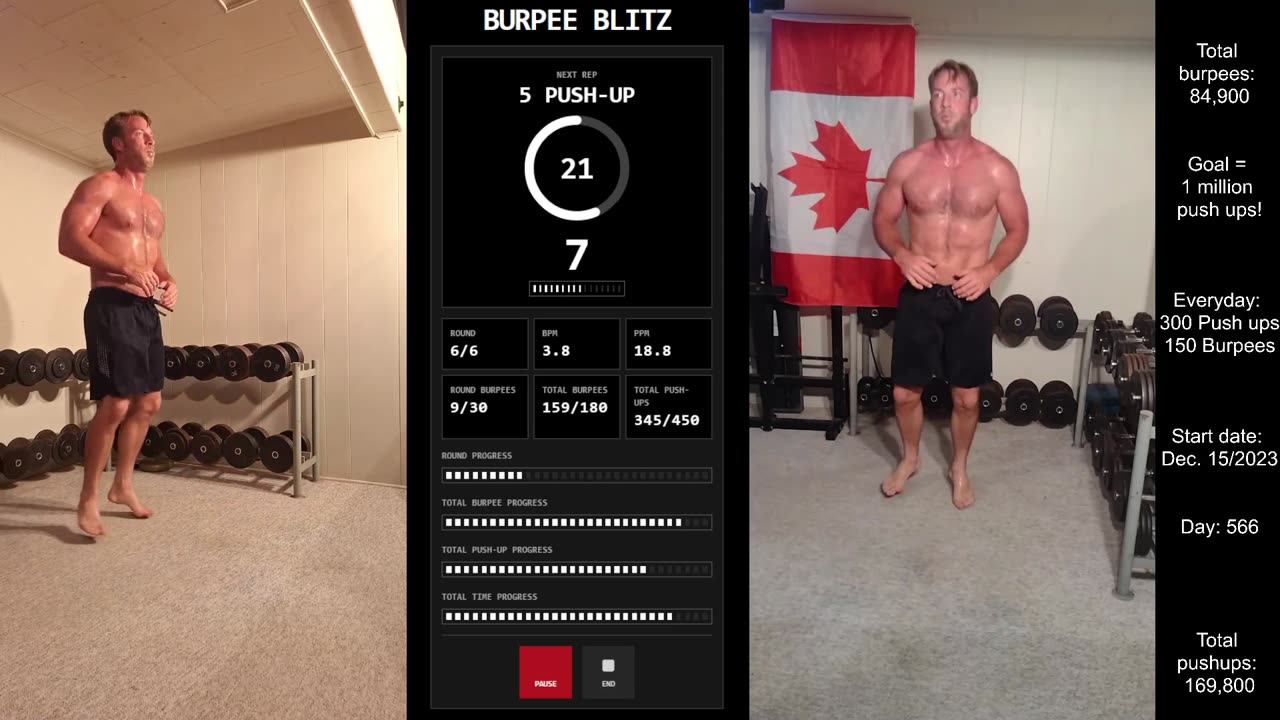 Everyday 300 push ups and 150 Burpees!