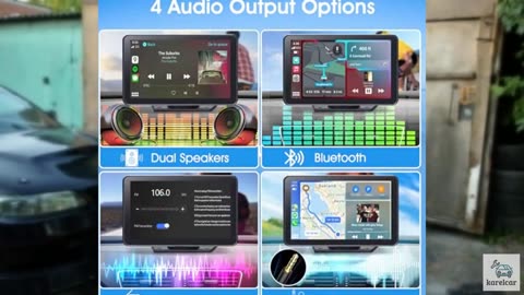 Portable Wireless Carplay Car Stereo, 7" HD Touchscreen for Car with Apple CarPl