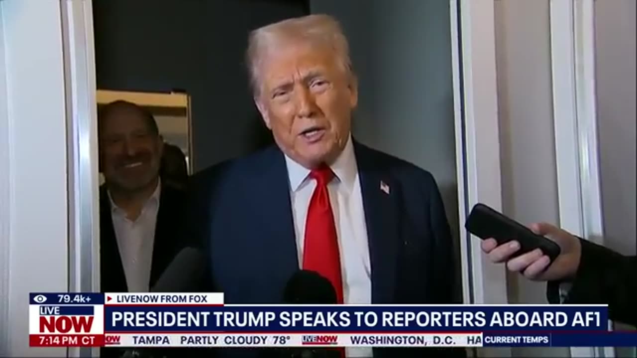 Trump responds to questions about third term, tariffs