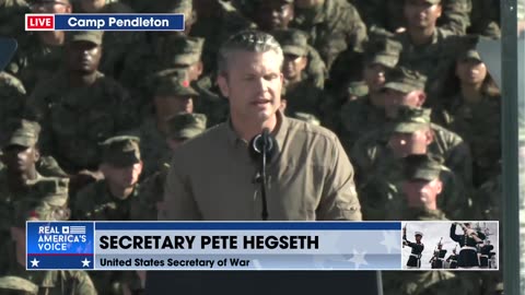 US Secretary of War Pete Hegseth speaks to Camp Pendleton Marine Corps