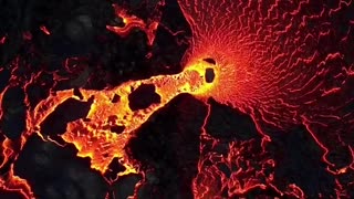 Eruption of Fagradalsfjall volcano, Iceland.