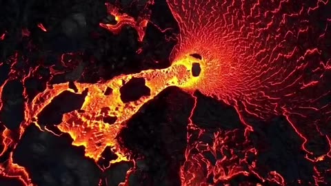 Eruption of Fagradalsfjall volcano, Iceland.