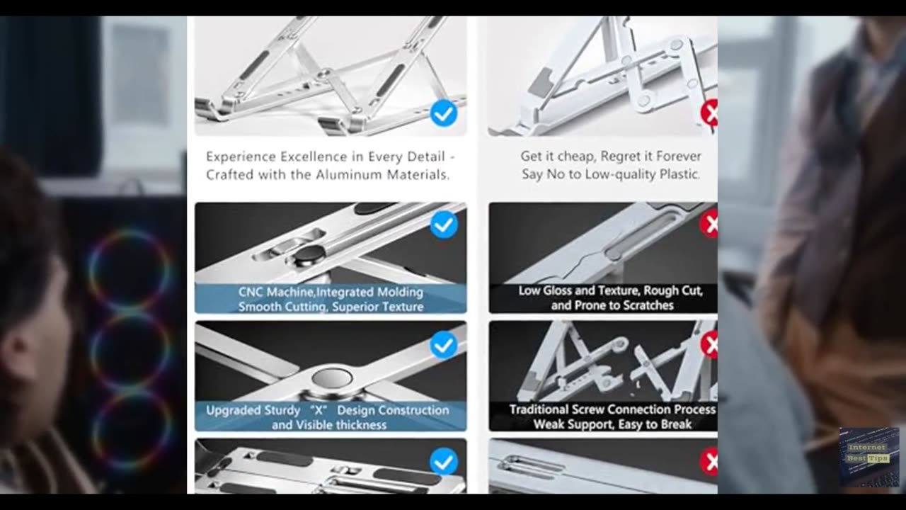 ivoler Laptop Stand, Laptop Holder Riser Computer Tablet Stand, 6 Angles Adjusta