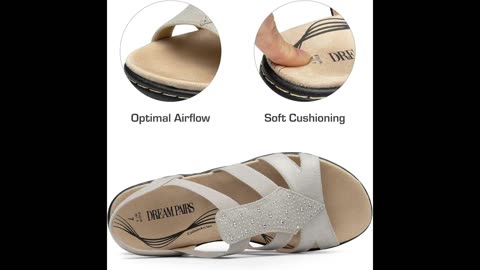DREAM PAIRS Women’s Comfortable Arch Support Dressy Flat Sandals Elastic