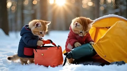 ❄️ Tiny Cat_s Cozy Winter Camp Adventure 🐾 _ _Winter _camping _kitten(1080P_HD)