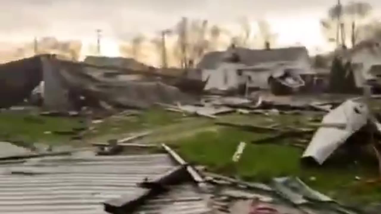 DEVASTATING aftermath of tornadoes that touched down leveling entire neighborhoods in Indiana