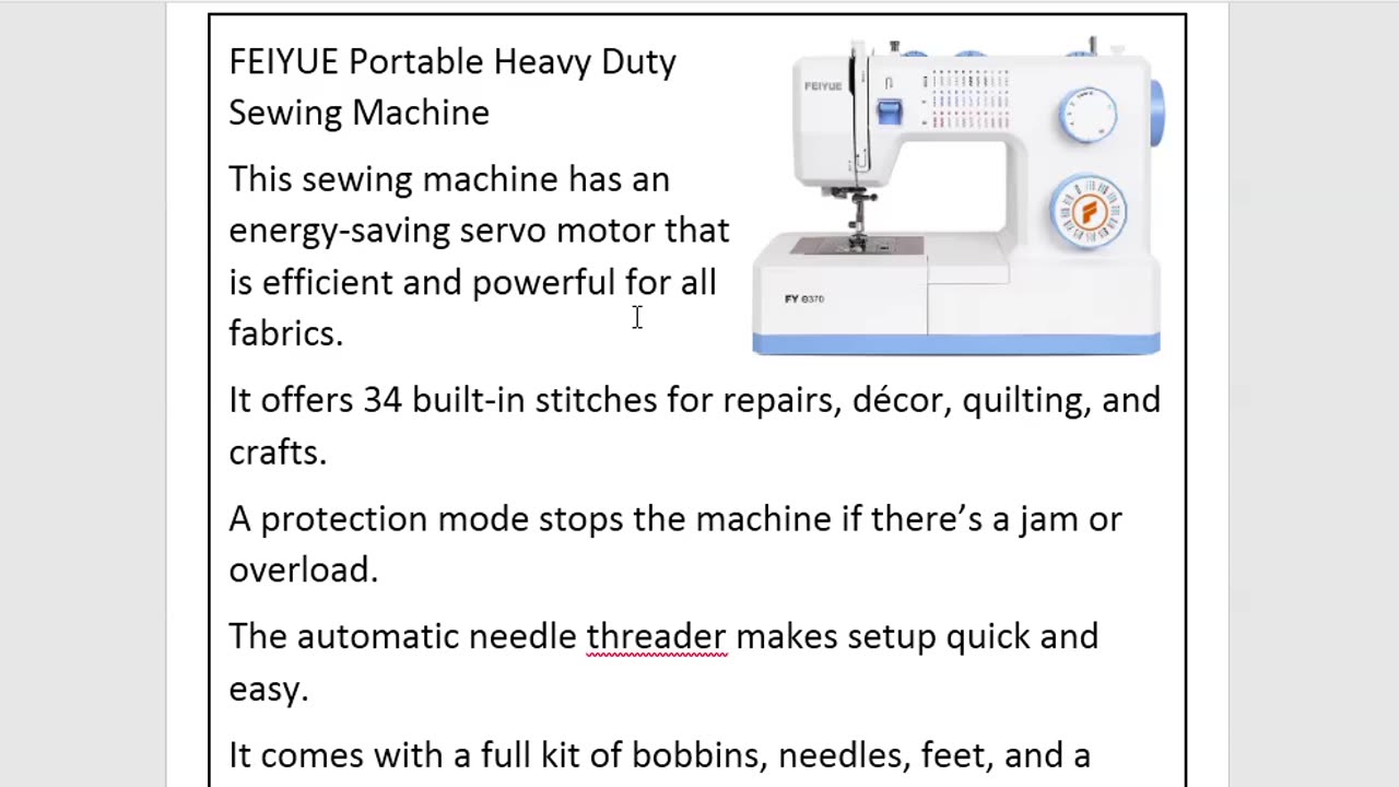 FEIYUE Portable Heavy Duty Sewing Machine