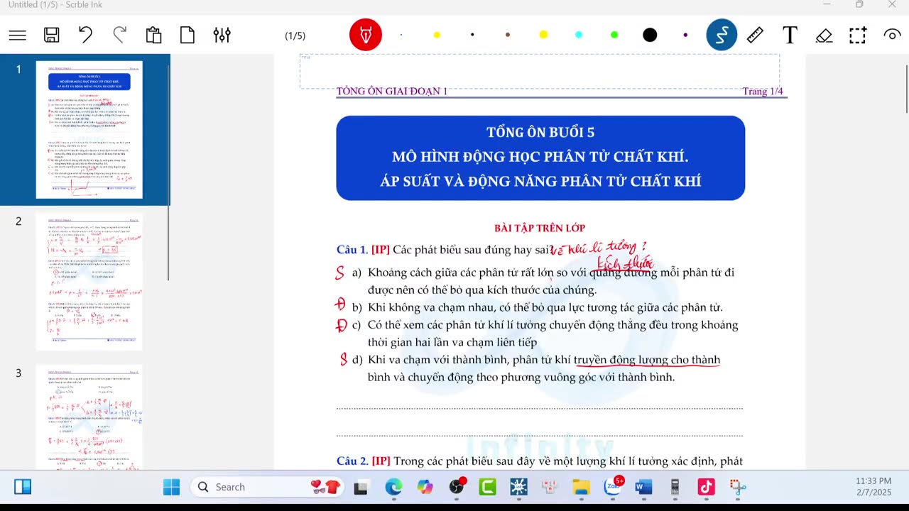 "Buổi 5: Mô hình động học + Áp suất và động năng phân tử chất khí "