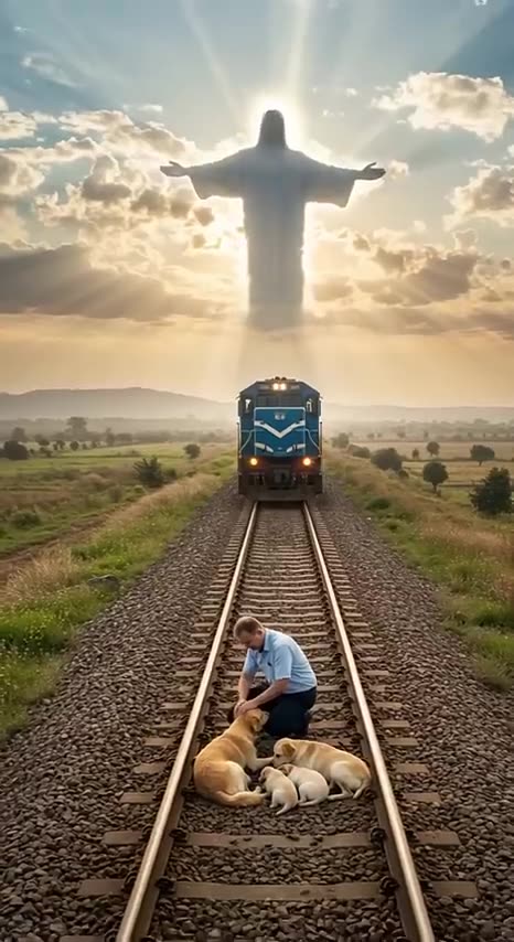 Brave Golden Retriever Stops a Train to Save His Family