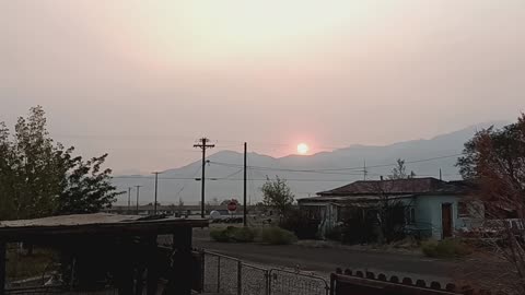 Sun obscured in Nevada by California fires.
