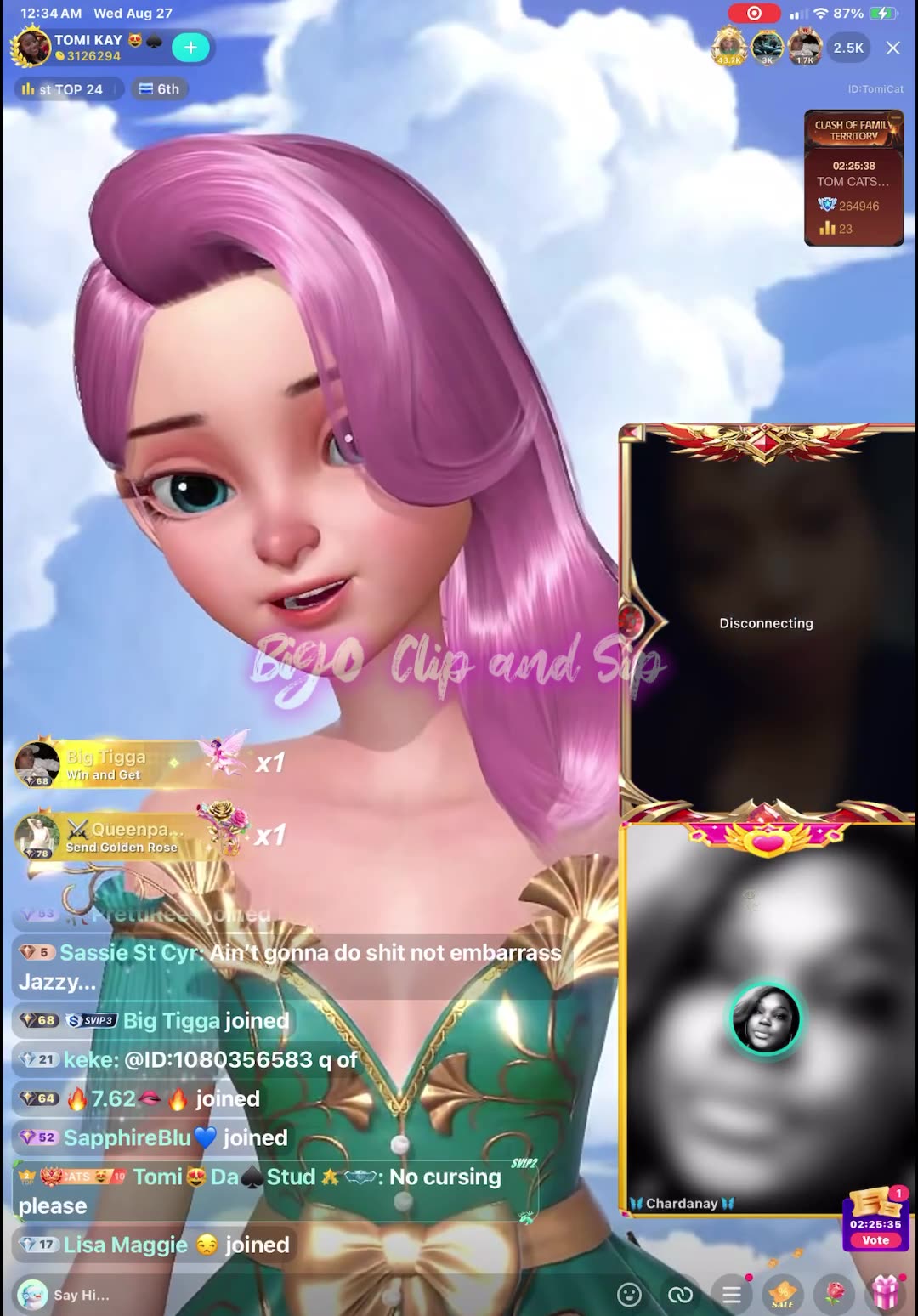 TomiKay talks to comments who give her words of encouragement after fight 8/26/25 #bigoclipandsip