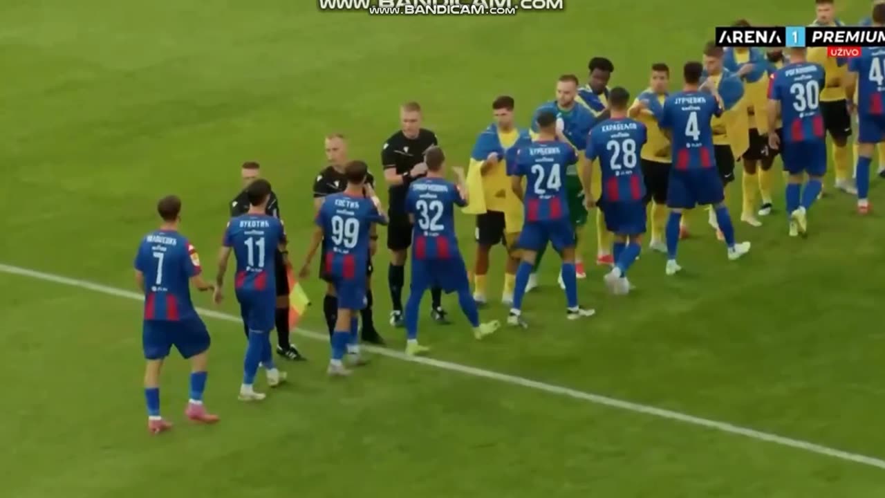 Tensions flare as Ukrainian team snubs pre-match handshake with Serbians