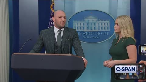Conor McGregor at the White House podium: Illegal migration is out of control.