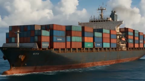 container loaded ship accident clip[