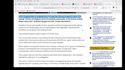 President Trump called for an investigation into Nancy Pelosi’s insider trading,