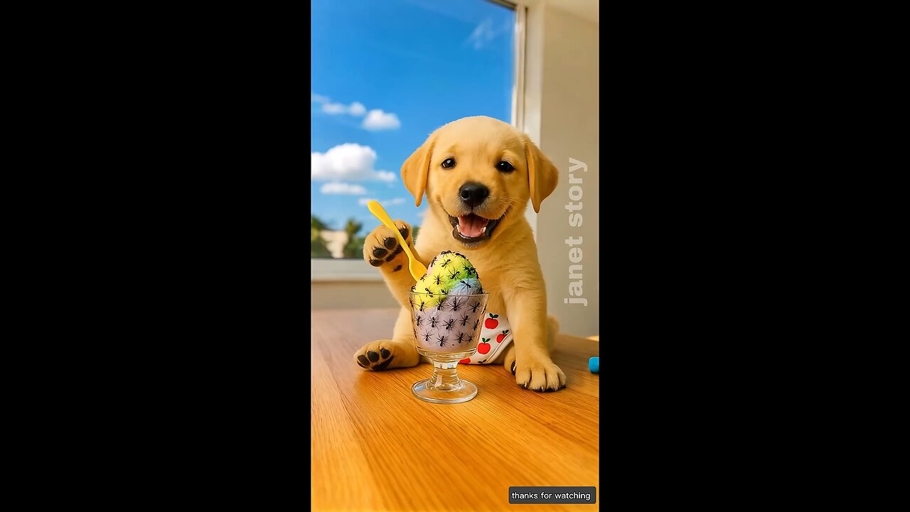 The cute dog ate ants along with the ice cream #ai #baby #dog
