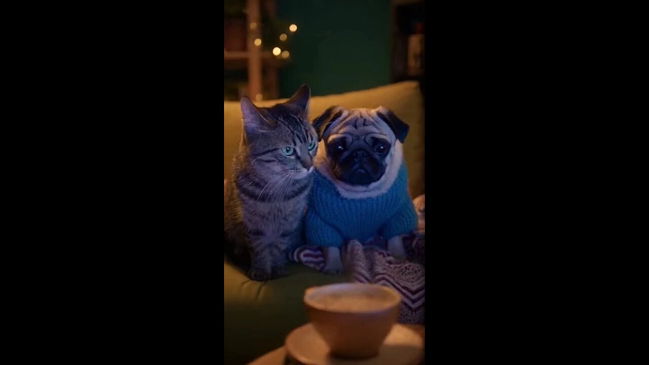 кот и мопс смотрят новости