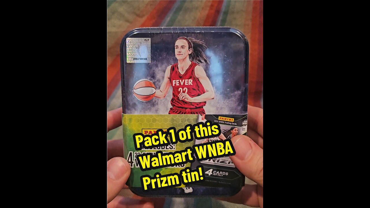 Pack 1 of a 2024-25 WNBA Prizm tin from Wal-Mart