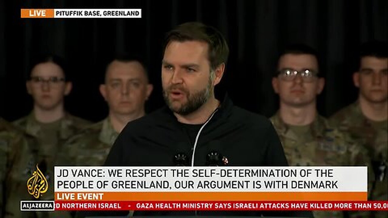 US Vice President JD Vance delivers remarks to members of military in Greenland