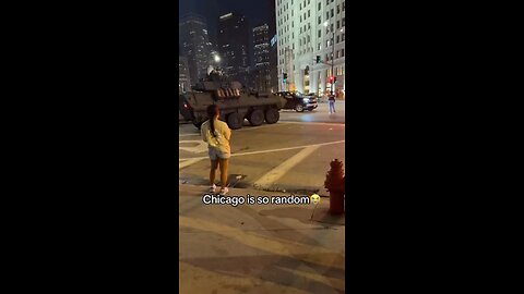 Chicago: An armored personnel vehicle was seen driving through downtown last night.