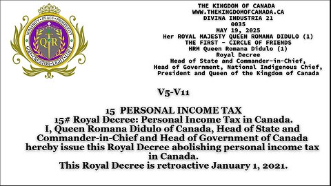 15 PERSONAL INCOME TAX 15# Royal Decree: Personal Income Tax in Canada.