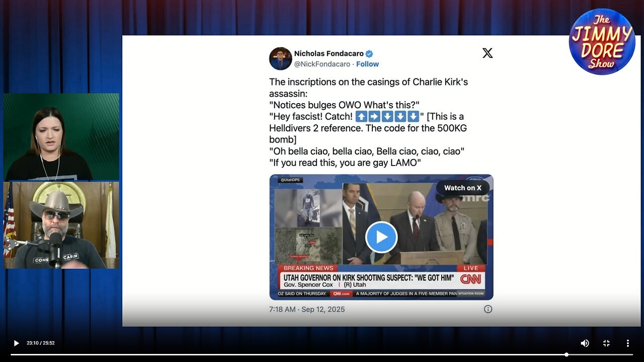 Charlie Kirk killer in custody and had leftist engravings on bullets▮The Jimmy Dore Show