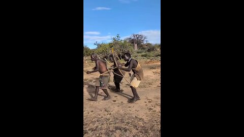 African tribes hunt for food